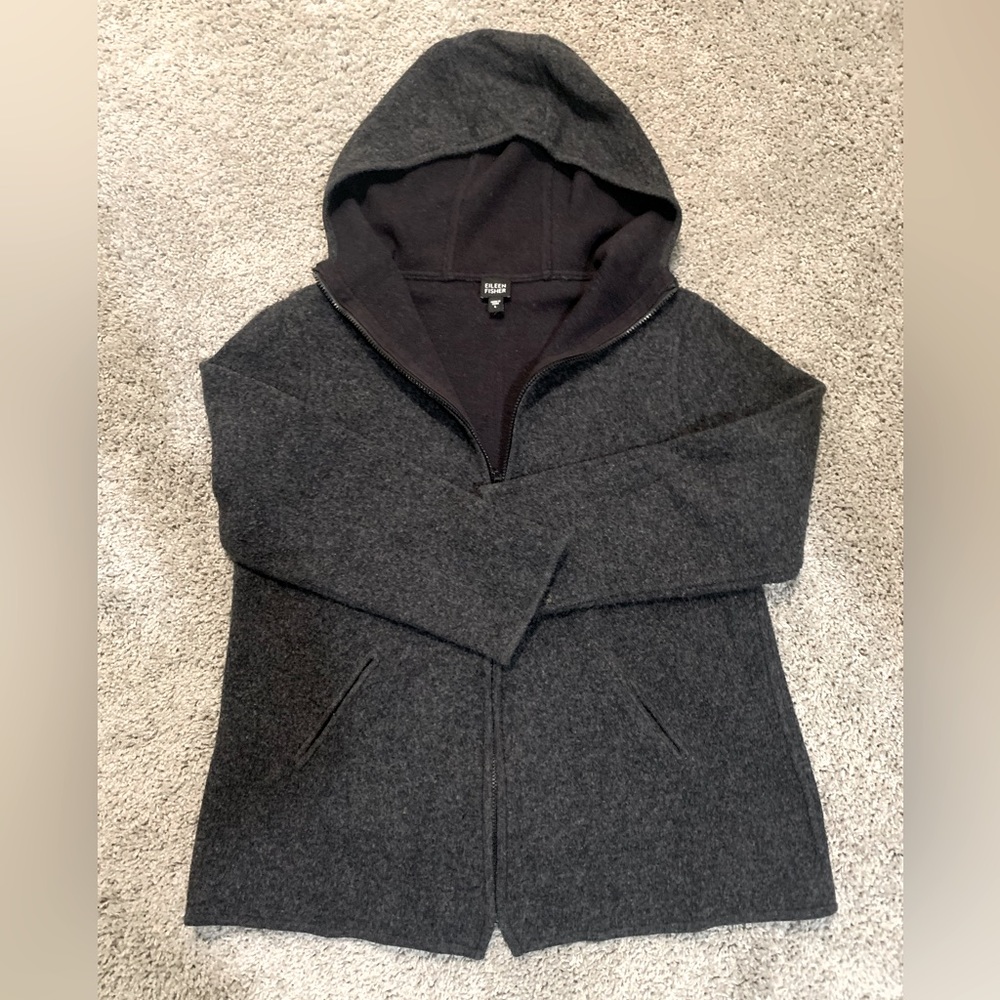 Eileen Fisher Charcoal Gray Wool Coat